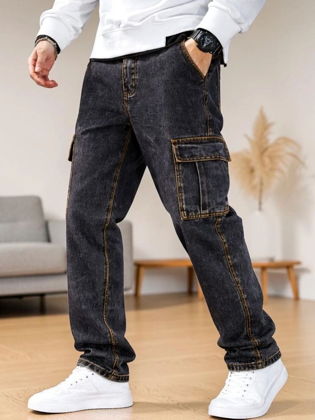 Playfeel Men Regular Fit Mid-Rise Low Distress Jeans