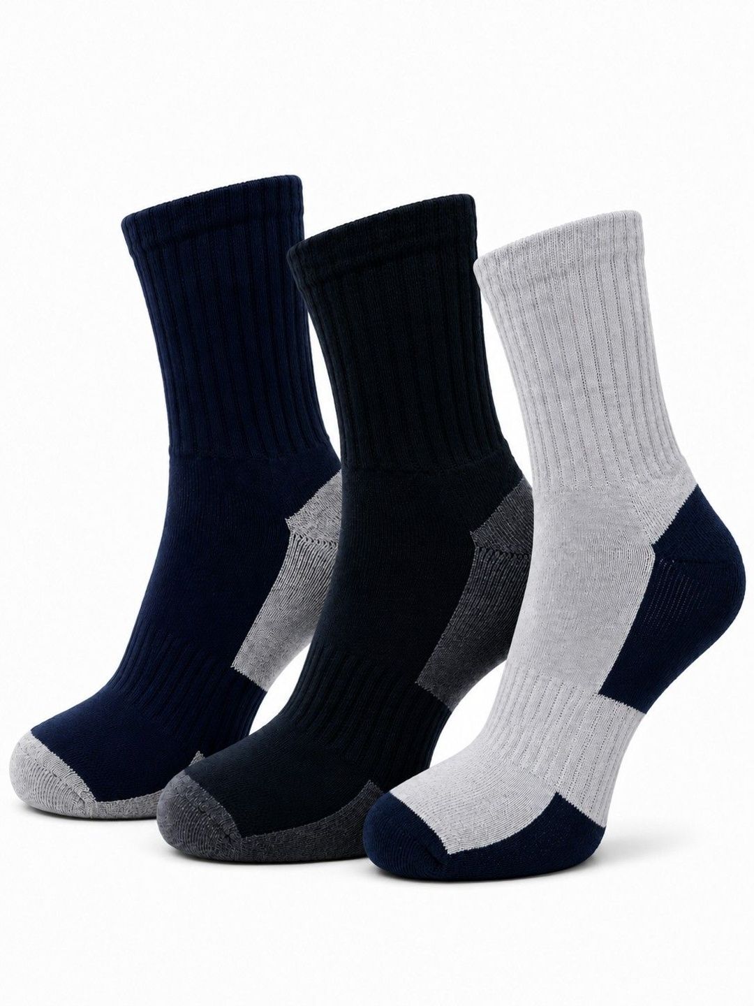 Dollar Men Pack of 3 Cotton Assorted Colourblocked Above Ankle Socks