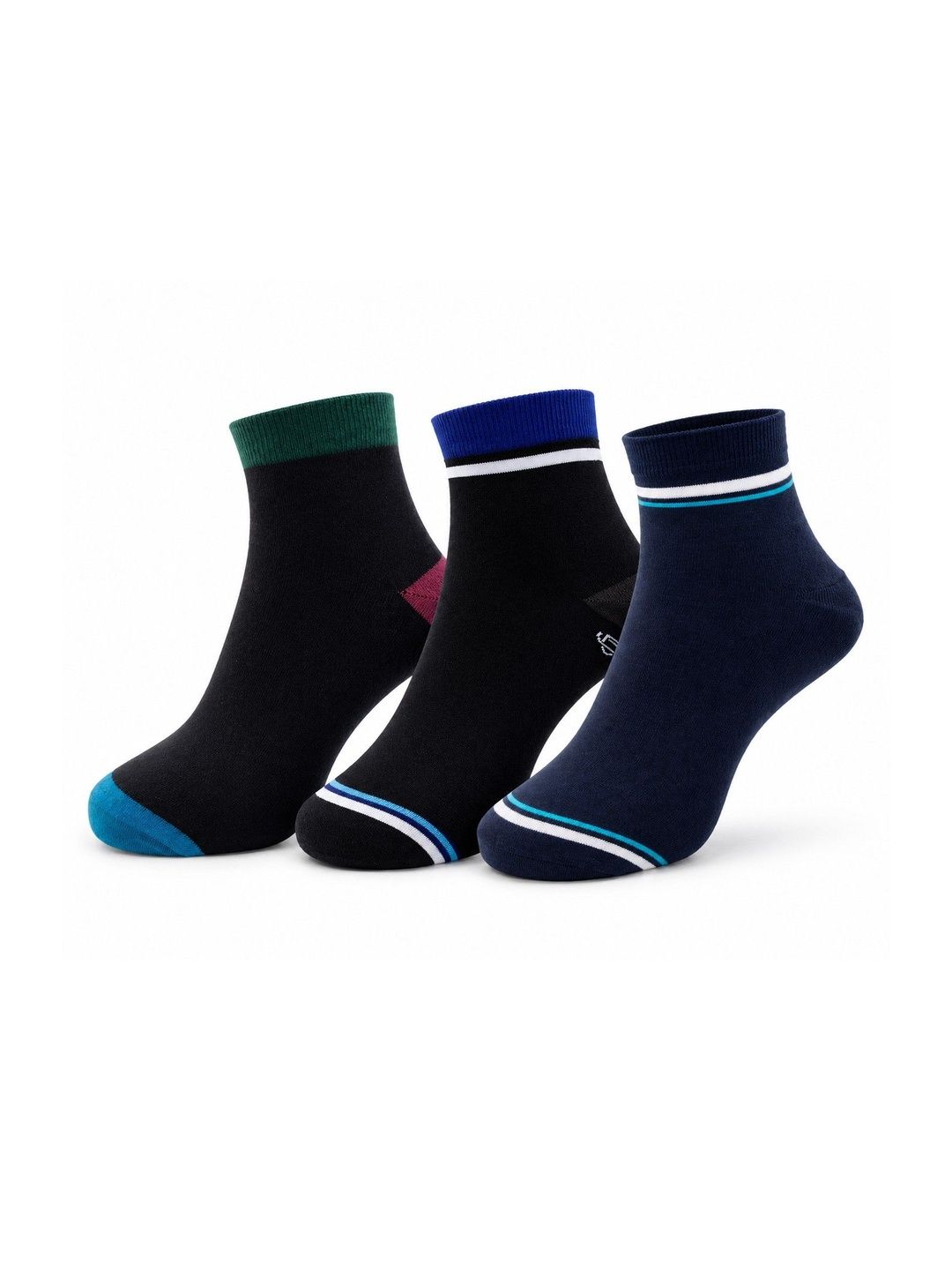 Dollar Men Pack of 3 Cotton Assorted Colourblocked Ankle Length Socks