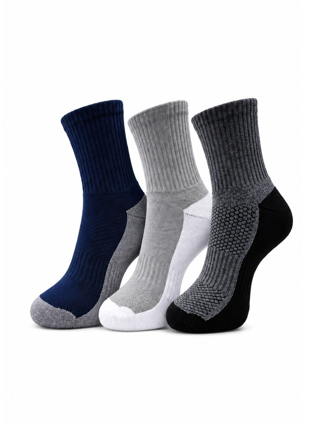 Dollar Men Pack of 3 Cotton Assorted Colourblocked Above Ankle Socks