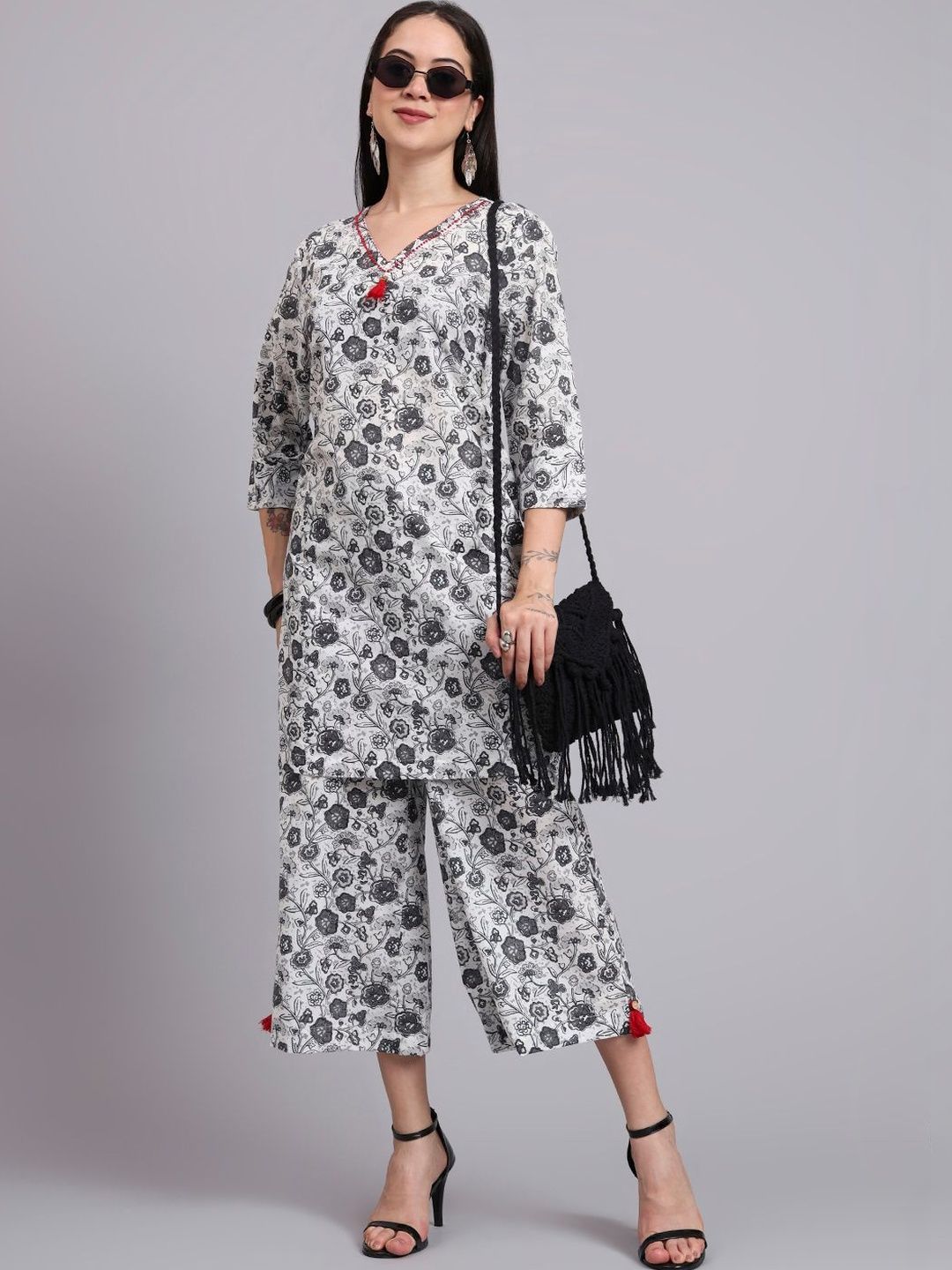 Milvia Floral Cotton Printed Tunic with Palazzos