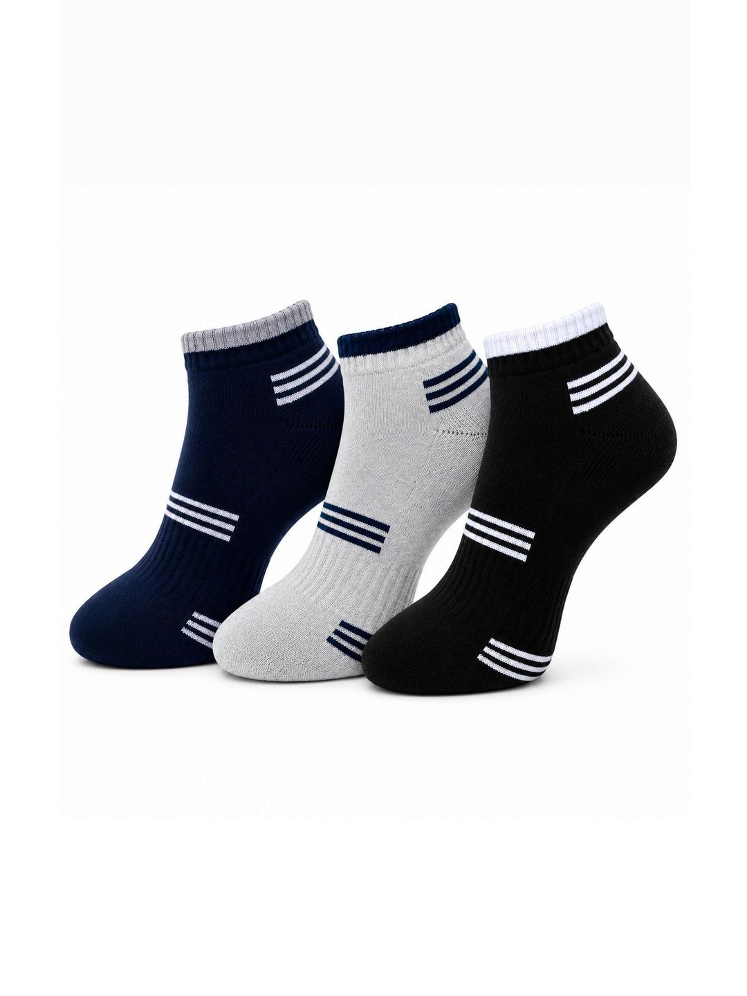 Dollar Men Pack of 3 Cotton Assorted Striped Ankle Length Socks