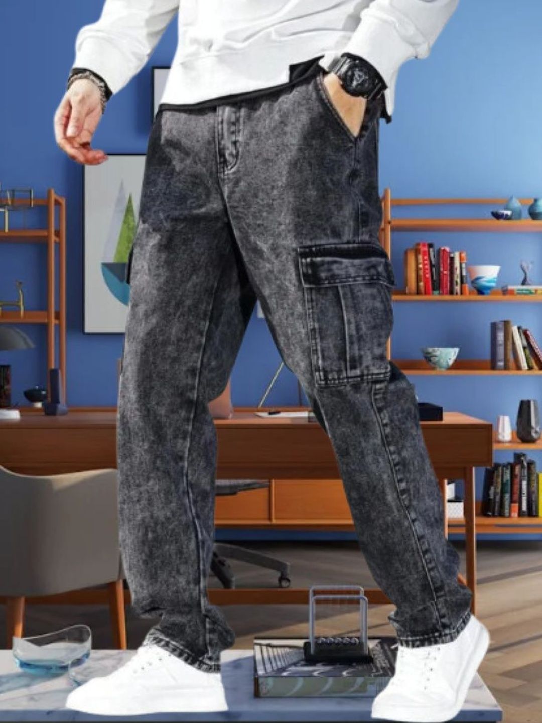 Playfeel Men Relaxed Fit Mid-Rise Jeans