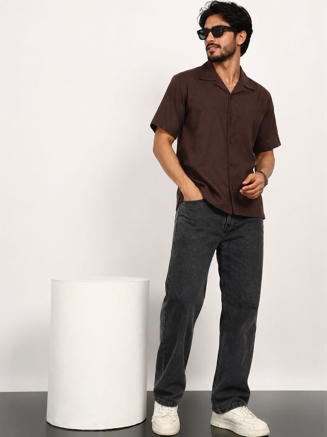 HERE&NOW Men Solid Brown Shirt