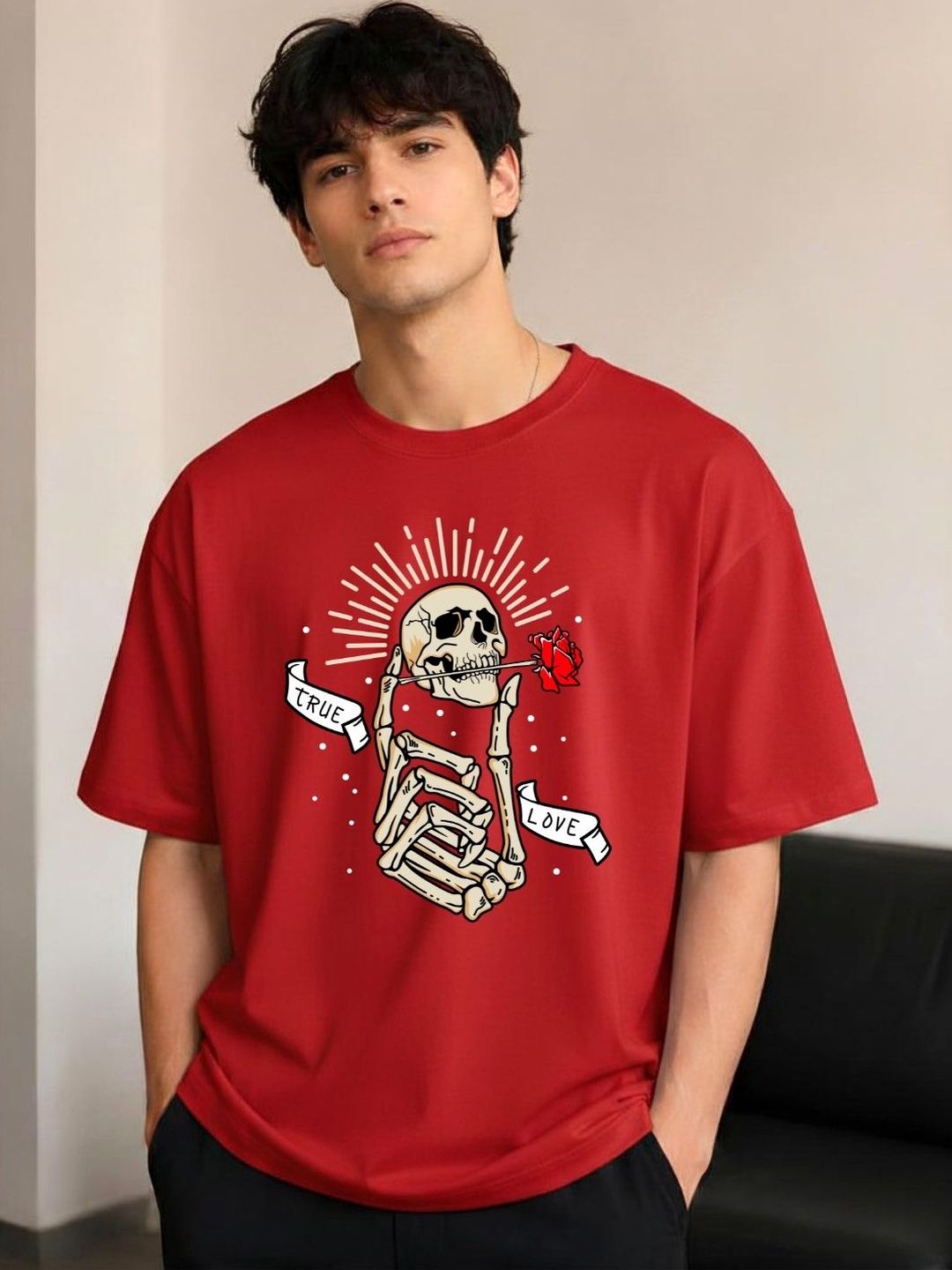 R.Code by The Roadster Life Co. Men Printed Drop-Shoulder Sleeves T-shirt
