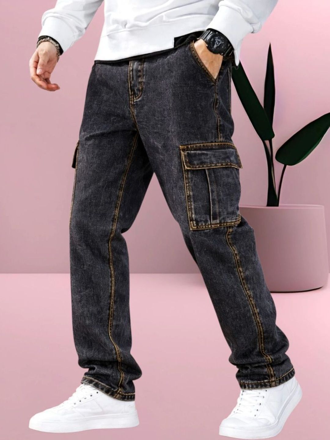 Playfeel Men Boyfriend Fit Mid-Rise Jeans