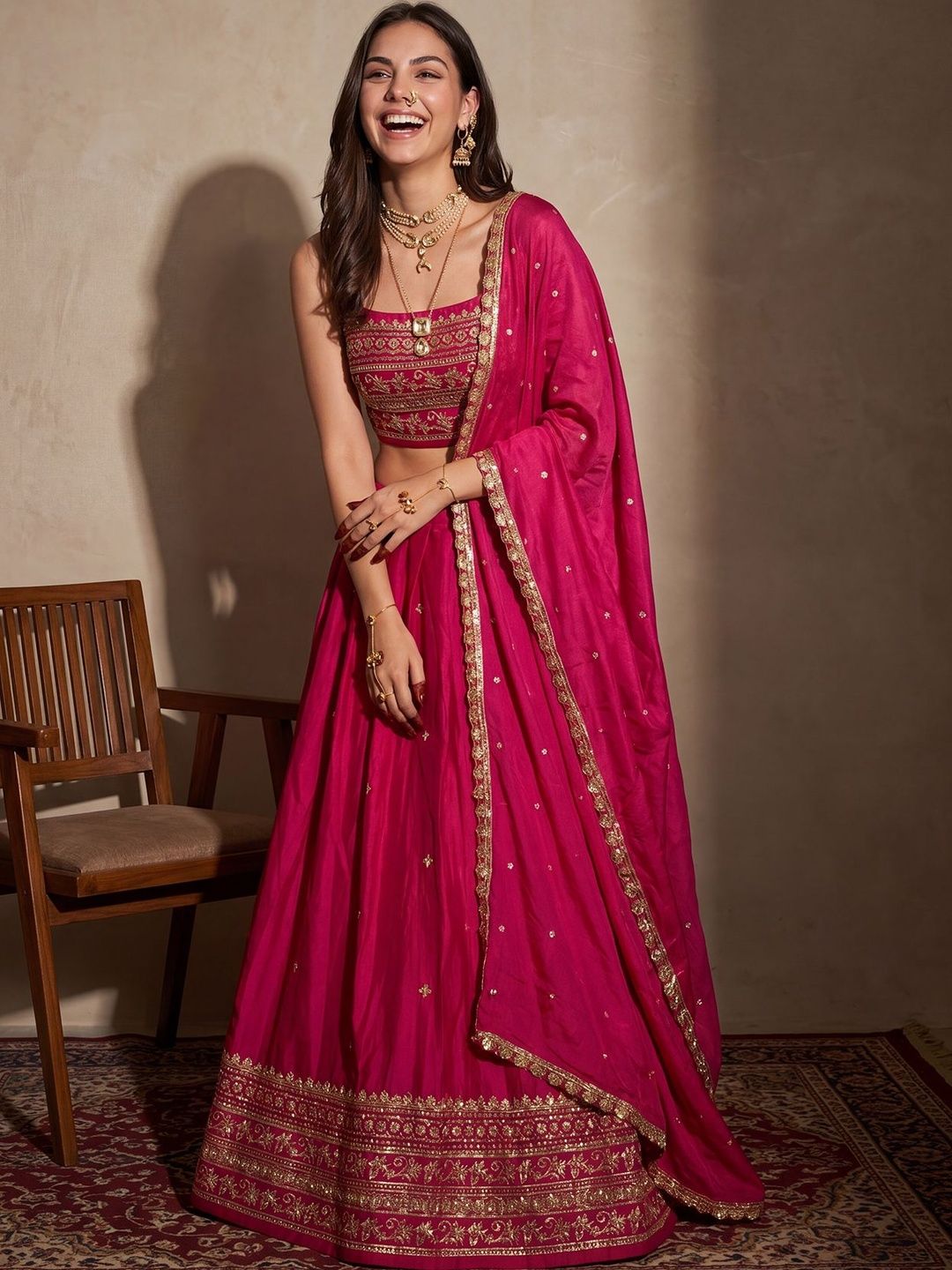 DRIP CHOWK Embroidered Semi-Stitched Lehenga & Unstitched Blouse With Dupatta
