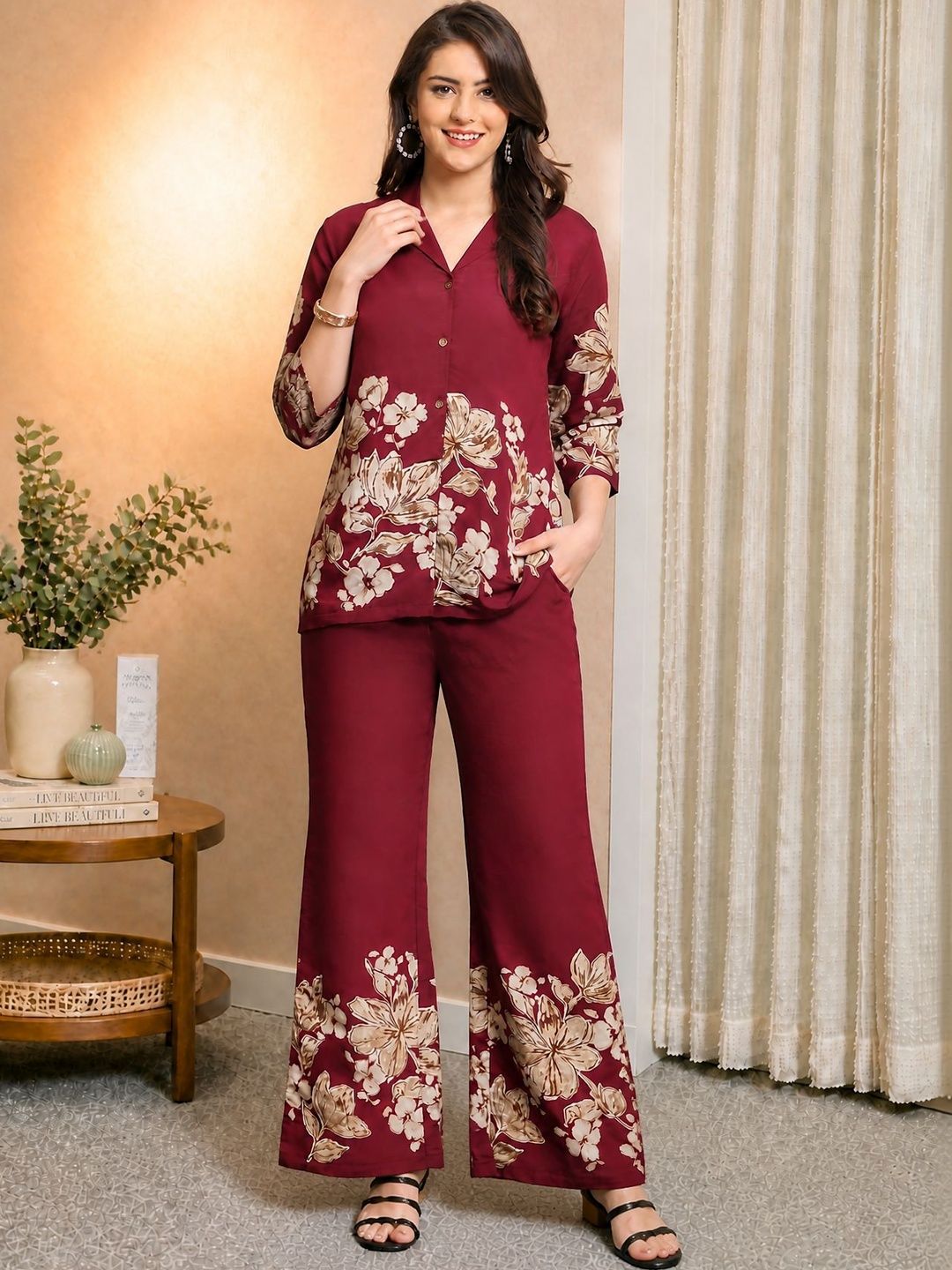 Claura Floral Printed Shirt And Trouser