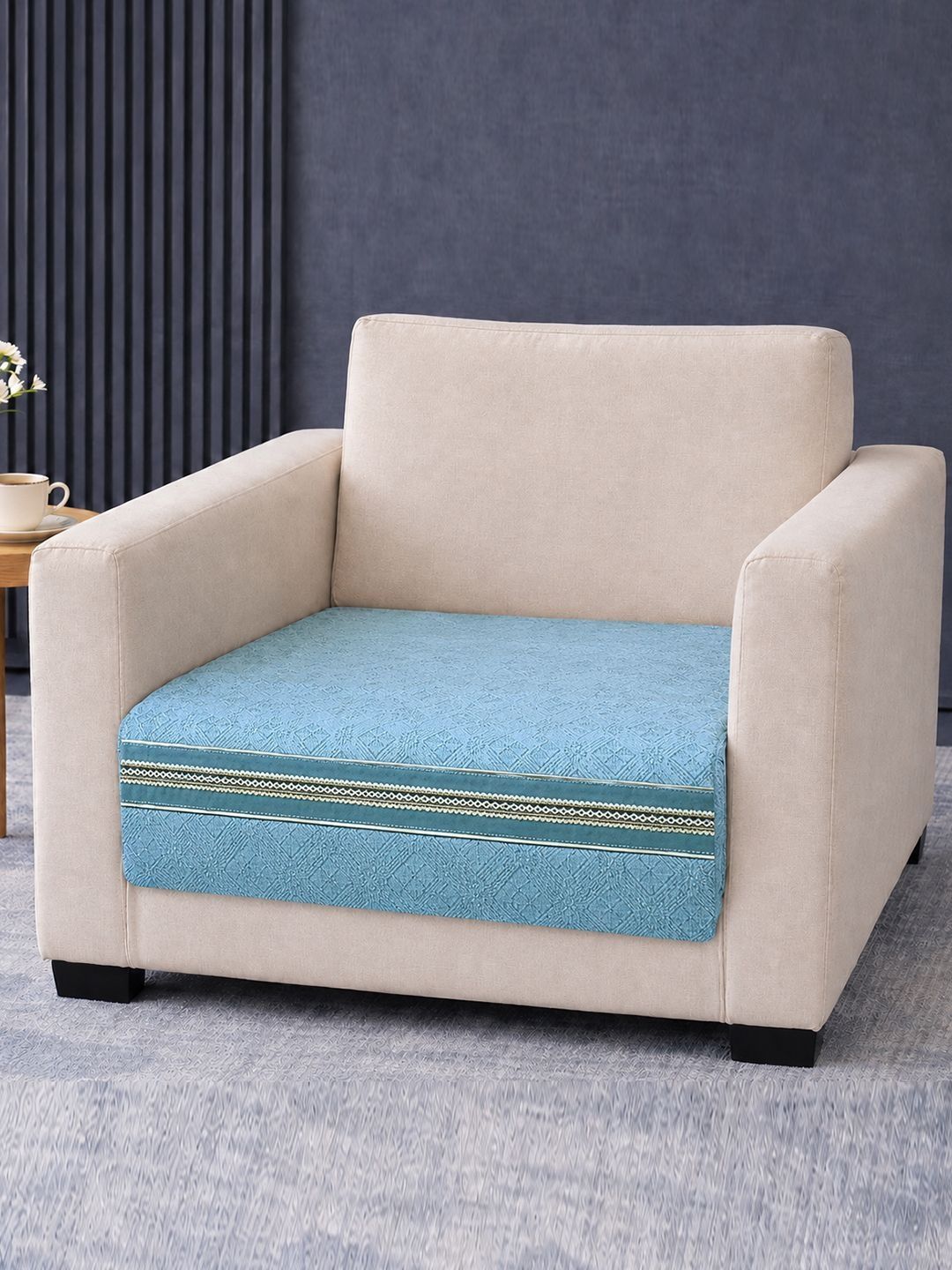 Cortina Cortina Blue & Turquoise Blue 1 Piece Sofa Cover Without Arms