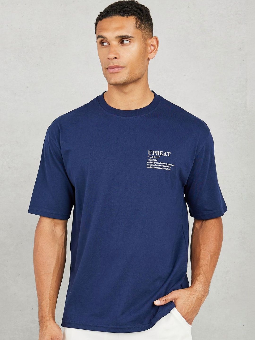 Styli Men Oversized Chest Printed T-Shirt