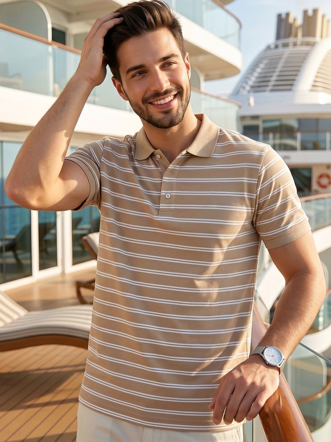Kook N Keech Men Striped Polo Collar T-shirt