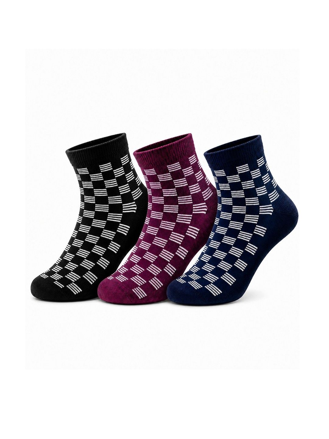 Dollar Men Pack of 3 Cotton Assorted Patterned Above Ankle Socks