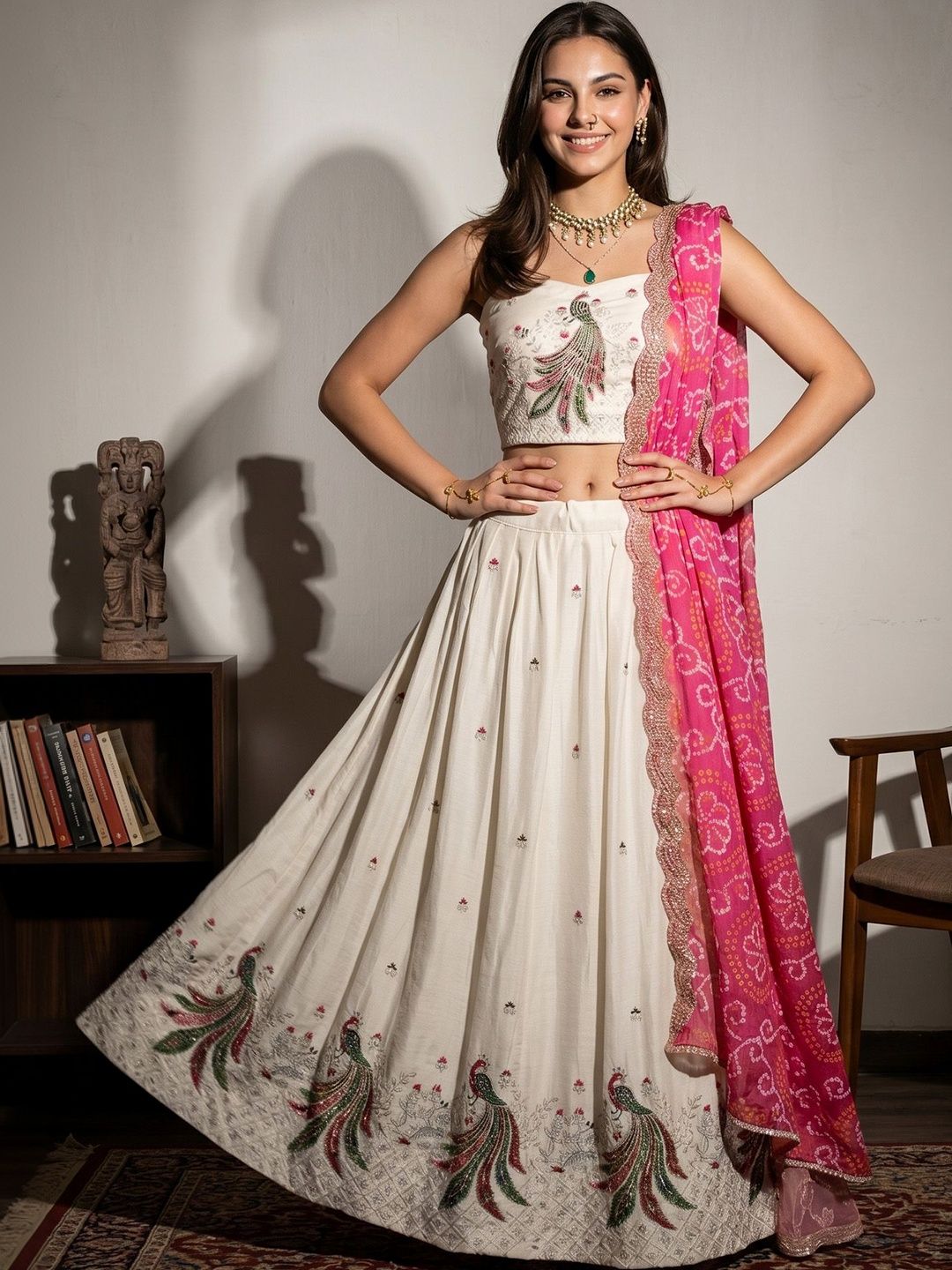 DRIP CHOWK Embroidered Semi-Stitched Lehenga & Unstitched Blouse With Dupatta