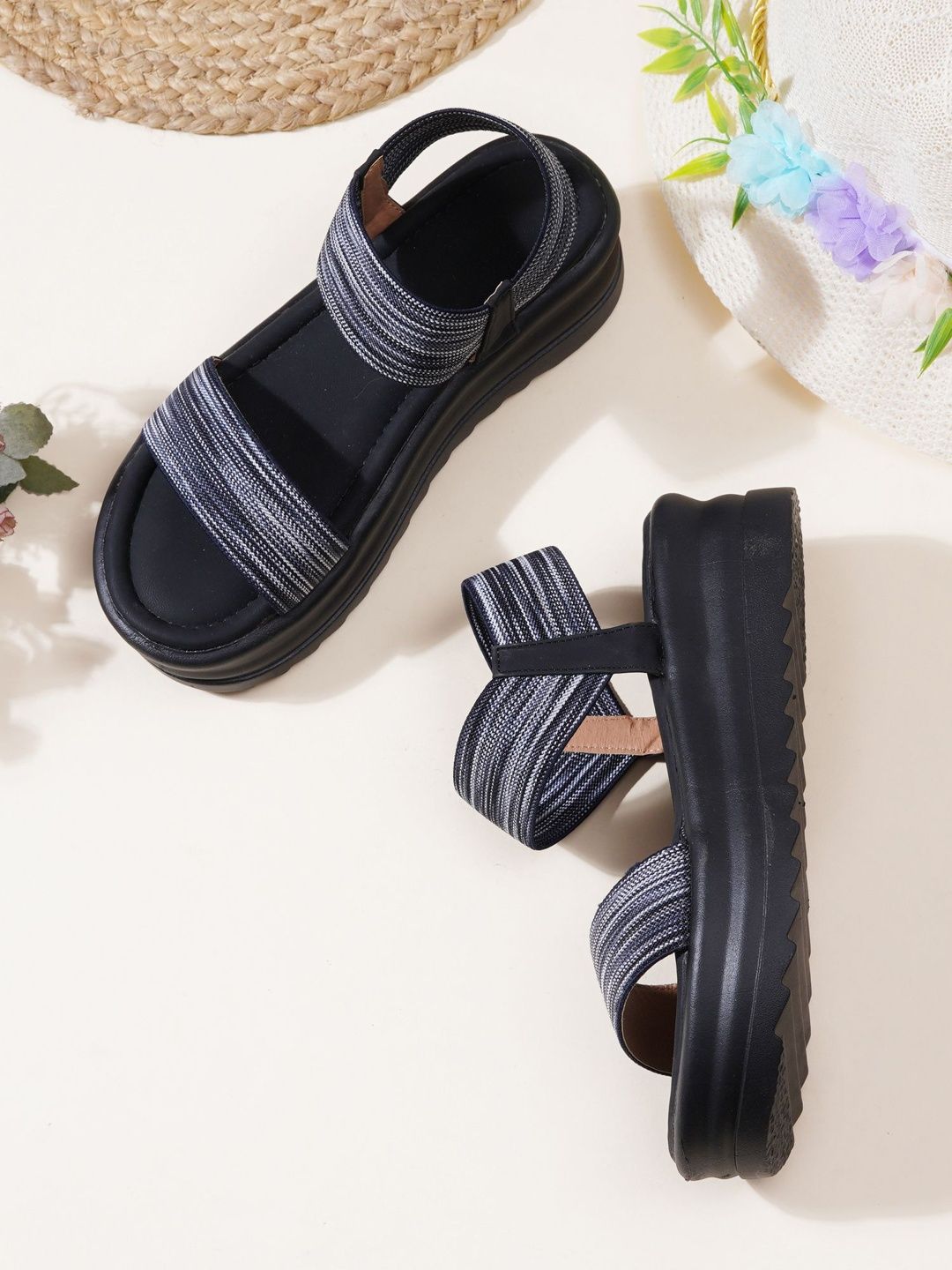 Try Me Try Me Striped Platform Sandals
