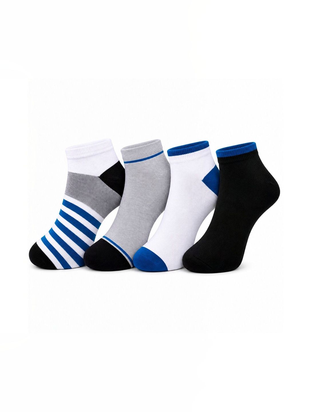 Dollar Men Pack of 4 Cotton Assorted Patterned Ankle Length Socks