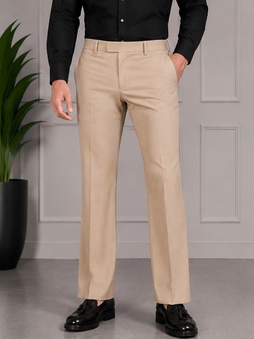 GHABA CREATION Men Slim Fit Mid-Rise Regular Length Cotton Trouser