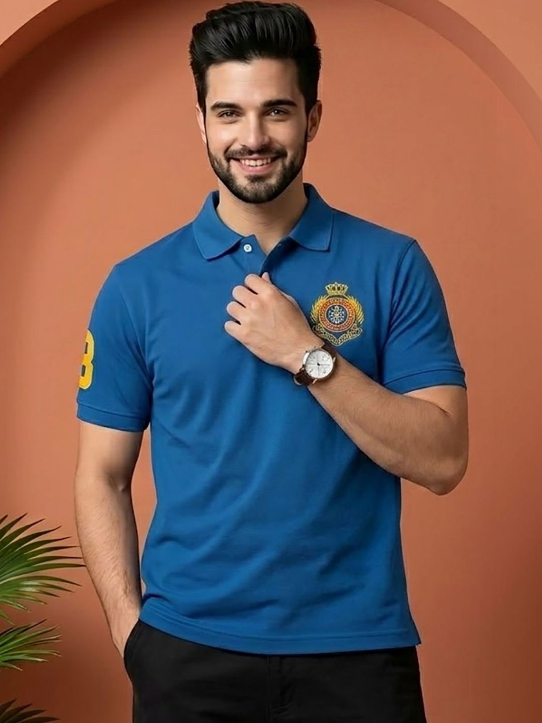 RELANE Men Brand Logo Printed Polo Collar T-shirt