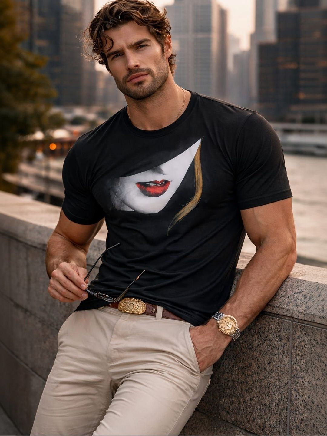 YELLOW TREE Graphic Printed Round Neck Short Sleeves T-Shirt