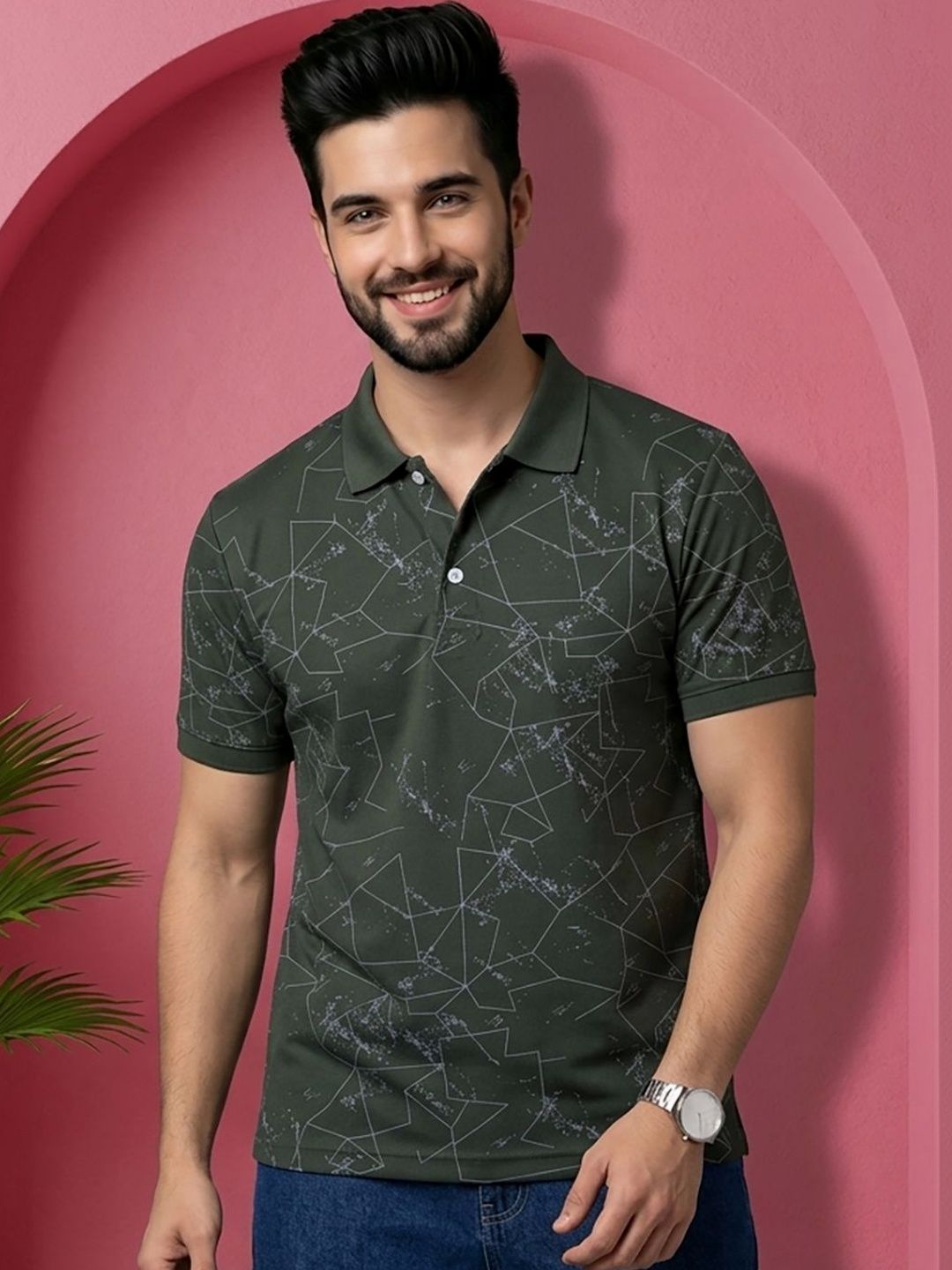 RELANE Men Printed Polo Collar T-shirt