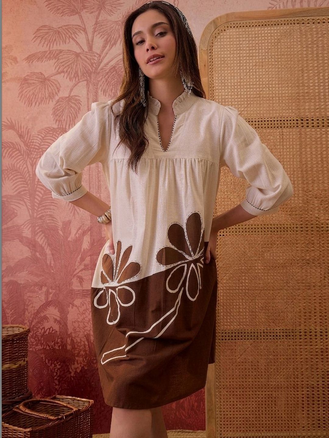 Floral Embroidered A-Line Dress Stylum Floral Embroidered A-Line Dress