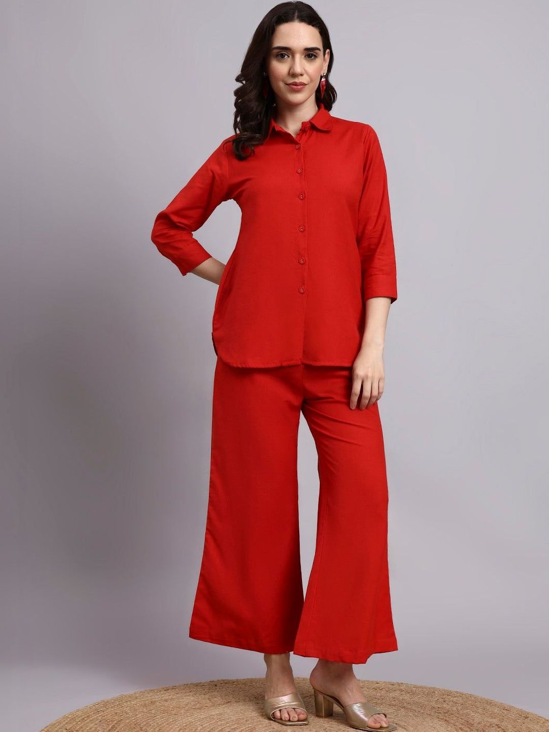 Milvia Solid Shirt with Palazzos