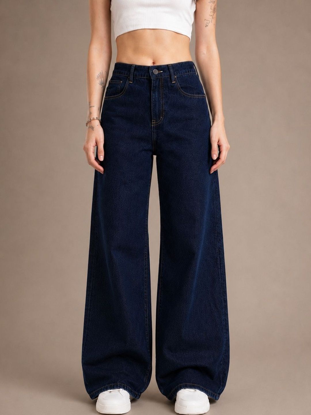 glitchez Women Comfort Wide Leg High-Rise Stretchable Jeans