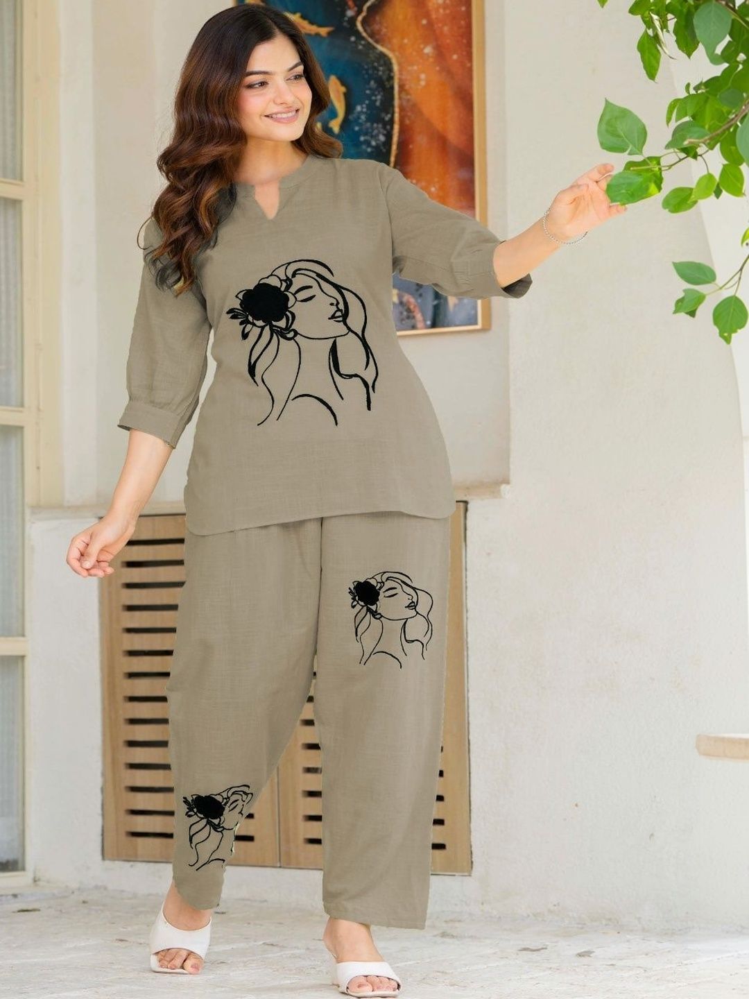 Naida Printed Top with Palazzos