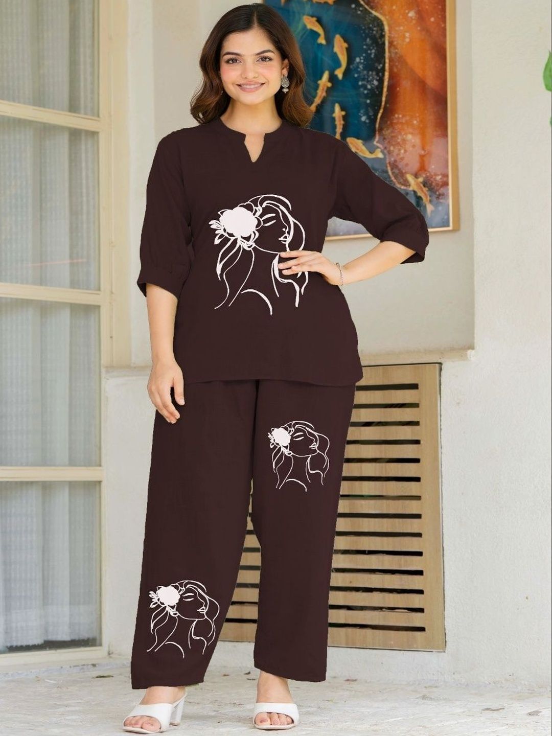 Naida Printed Top with Trousers