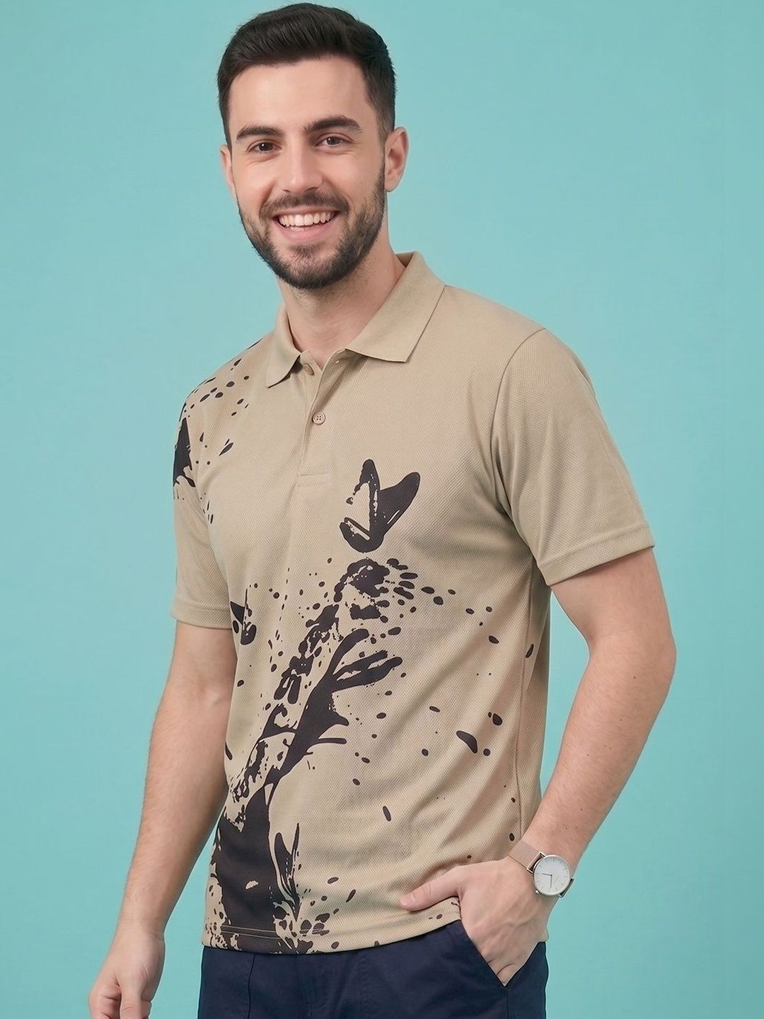 SZN Men Printed Polo Collar T-shirt