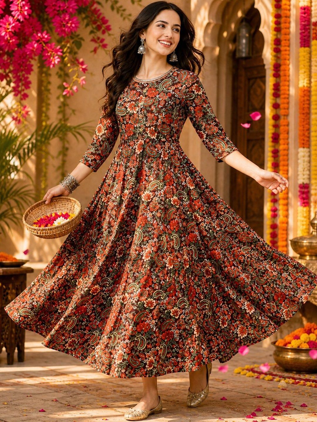 Anouk Mirage Floral Printed Indie Prints Anarkali Kurta
