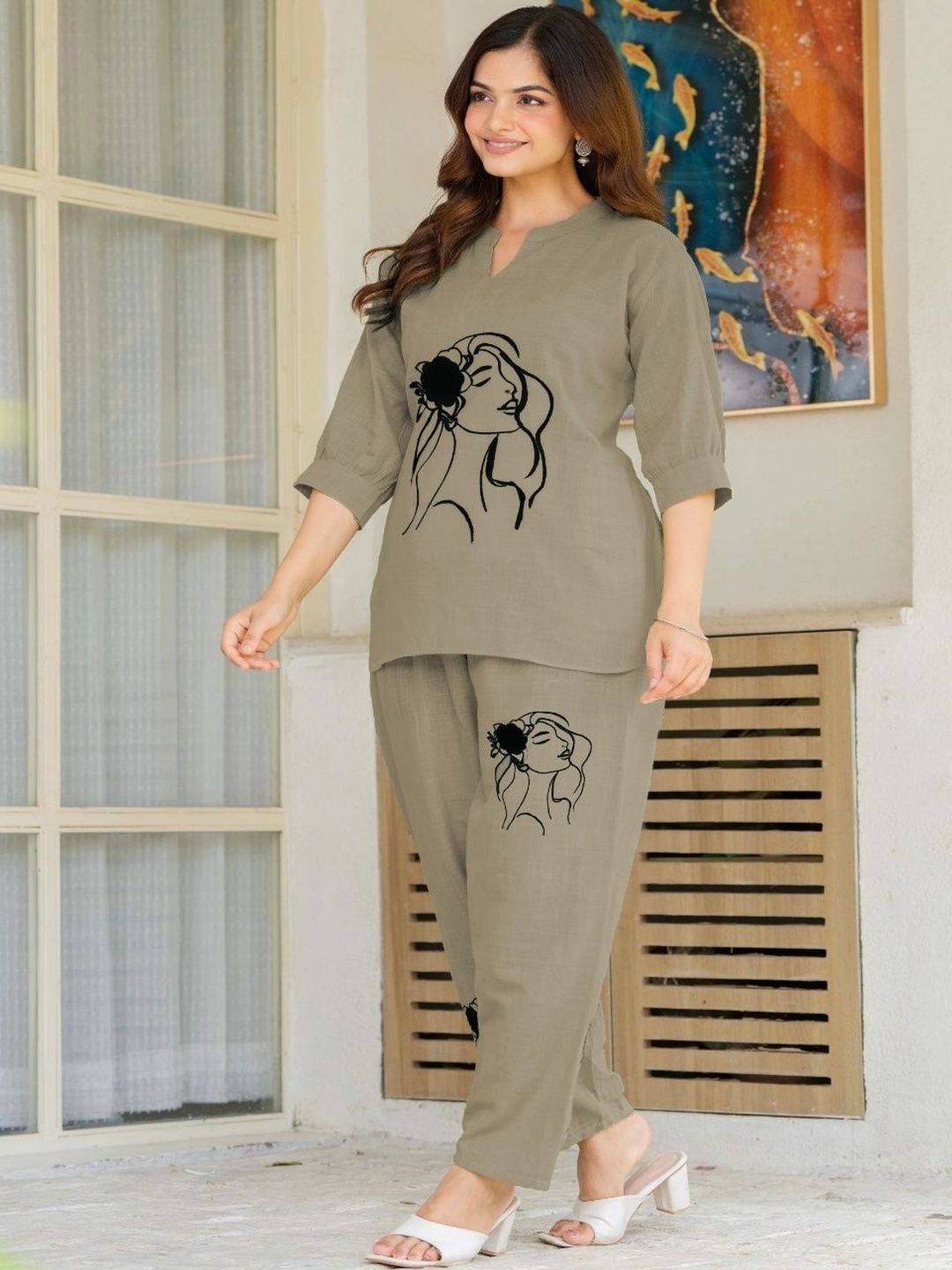 Naida Printed Top with Trousers