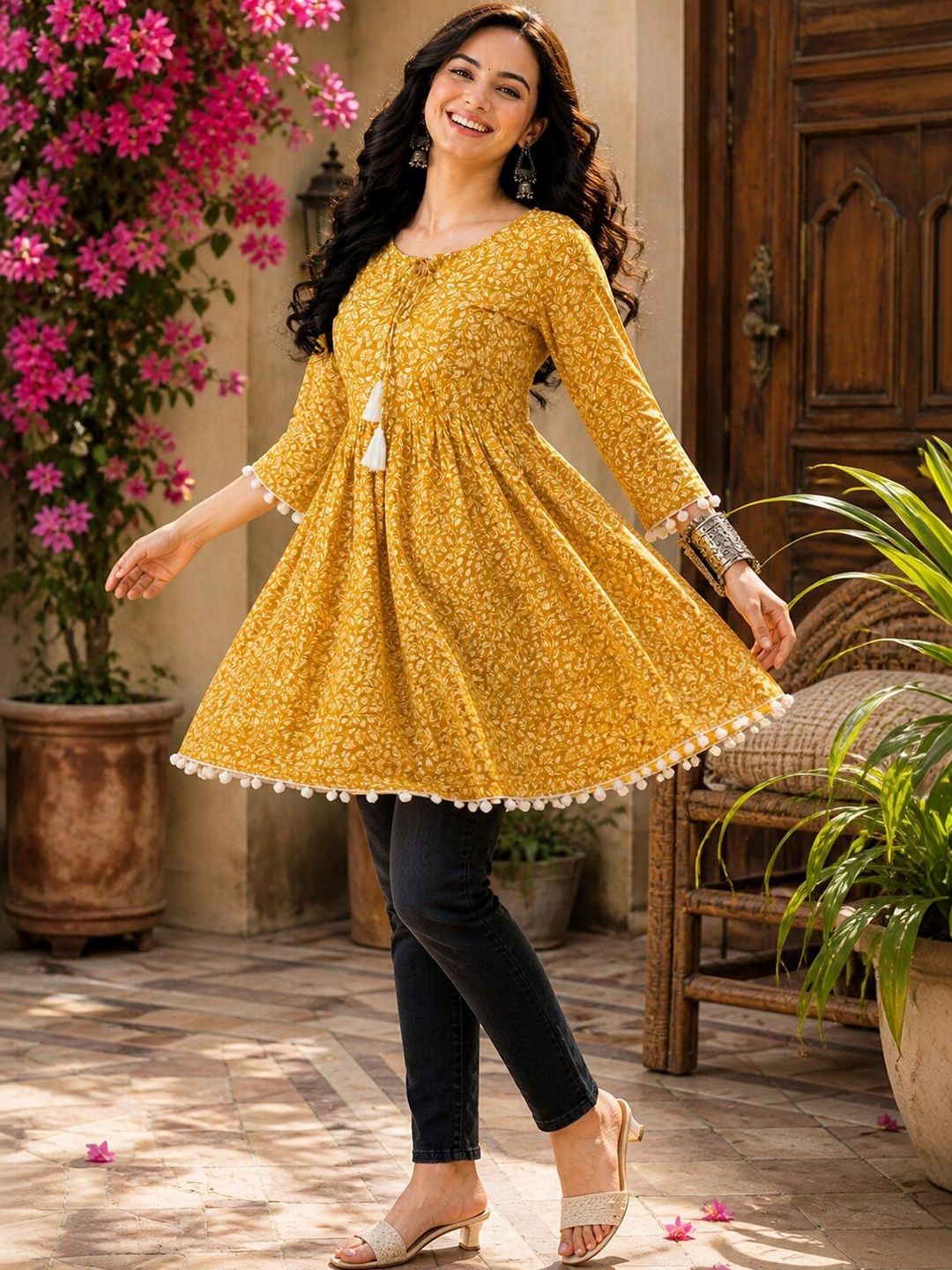 METAFAB Botanical Printed Handloom Empire Kurti