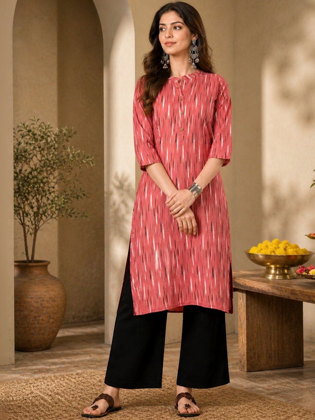 Anouk Women Abstract Printed Straight Kurta