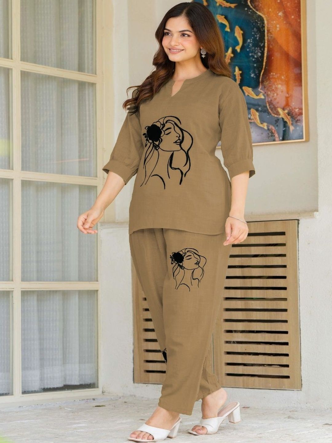 Naida Printed Top with Trousers