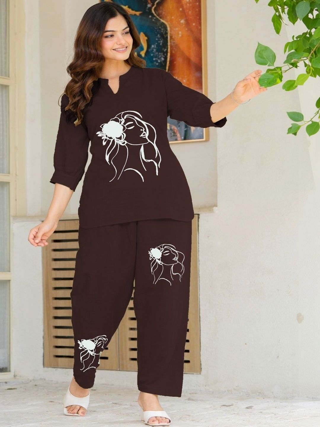 Naida Printed Top with Trousers