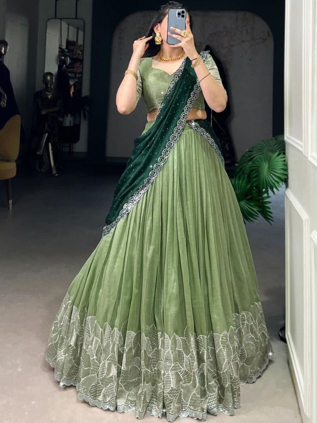 all about you Embellished Sequinned Ready to Wear Lehenga & Blouse With Dupatta