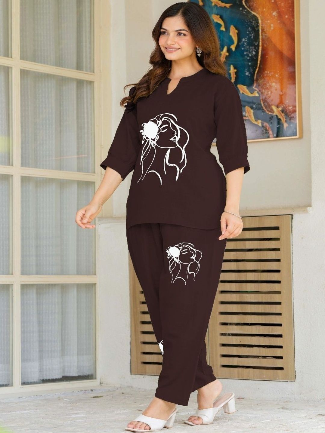 Naida Printed Top with Trousers