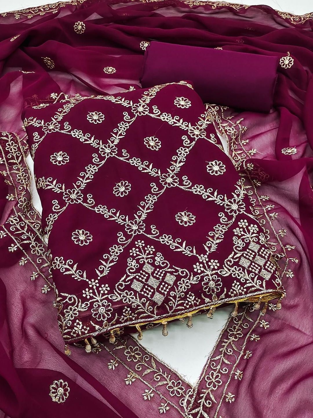 FashionsEye Embroidered Unstitched Dress Material