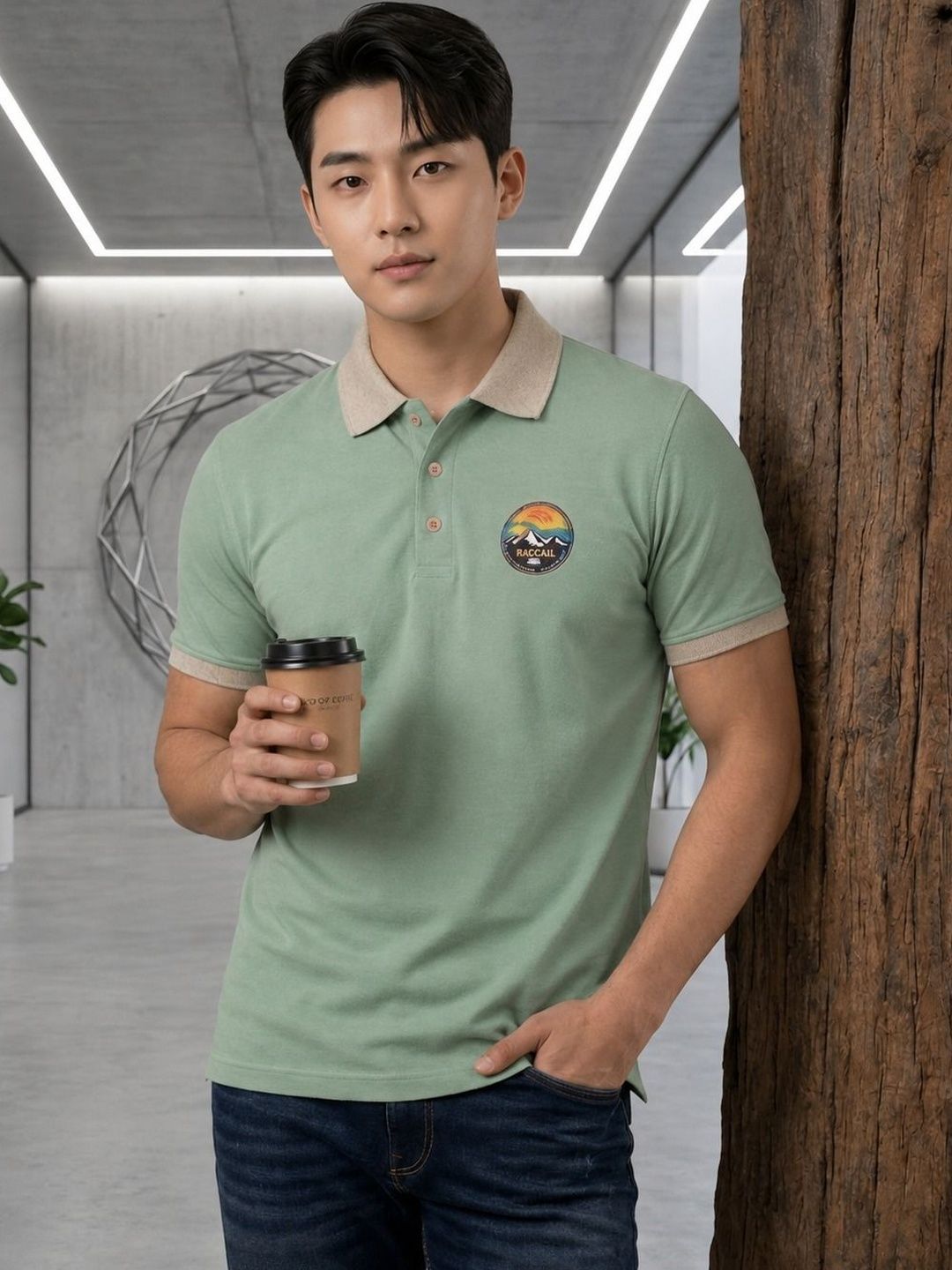 Mast & Harbour Men Printed Polo Collar T-shirt