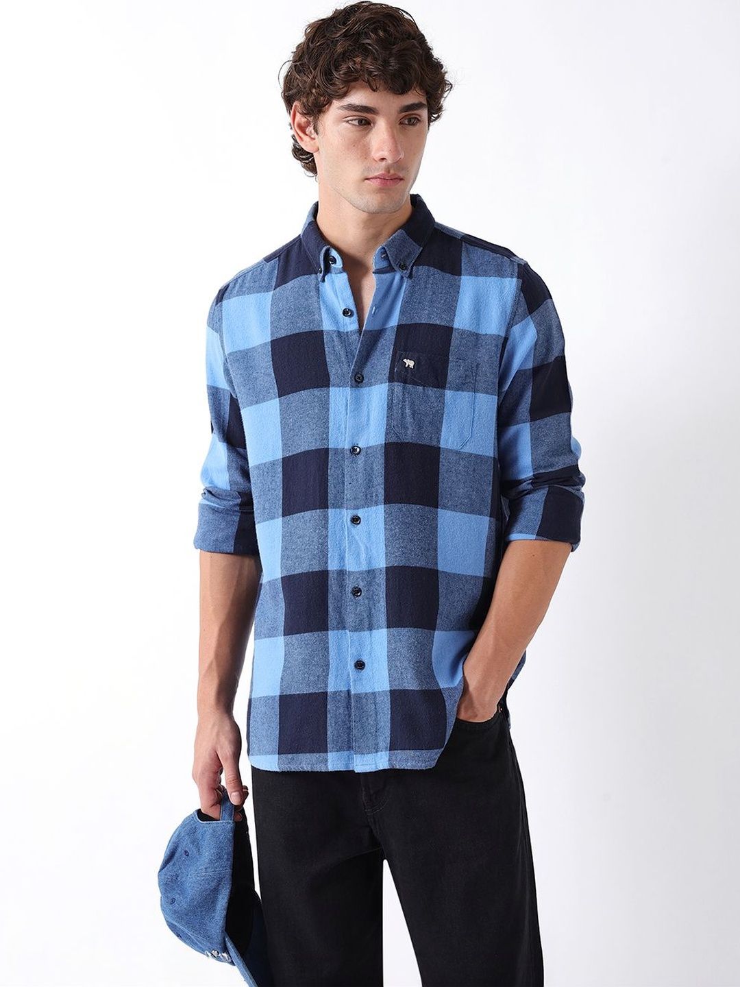 THE BEAR HOUSE Men Cotton Checked Slim Fit Shirt