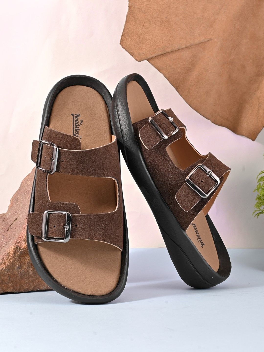 The Roadster Lifestyle Co. Men Brown Casual Slip On Lightweight Cushioned Footbed Sandal