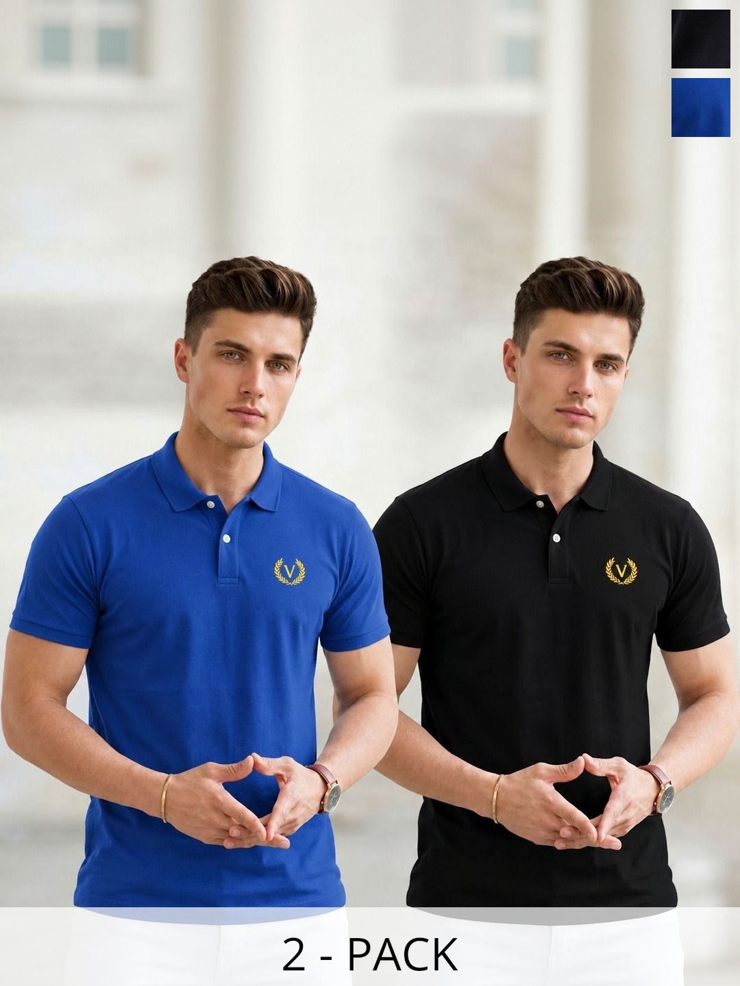 MACK JONNEY Men Brand Logo 2 Polo Collar T-shirt