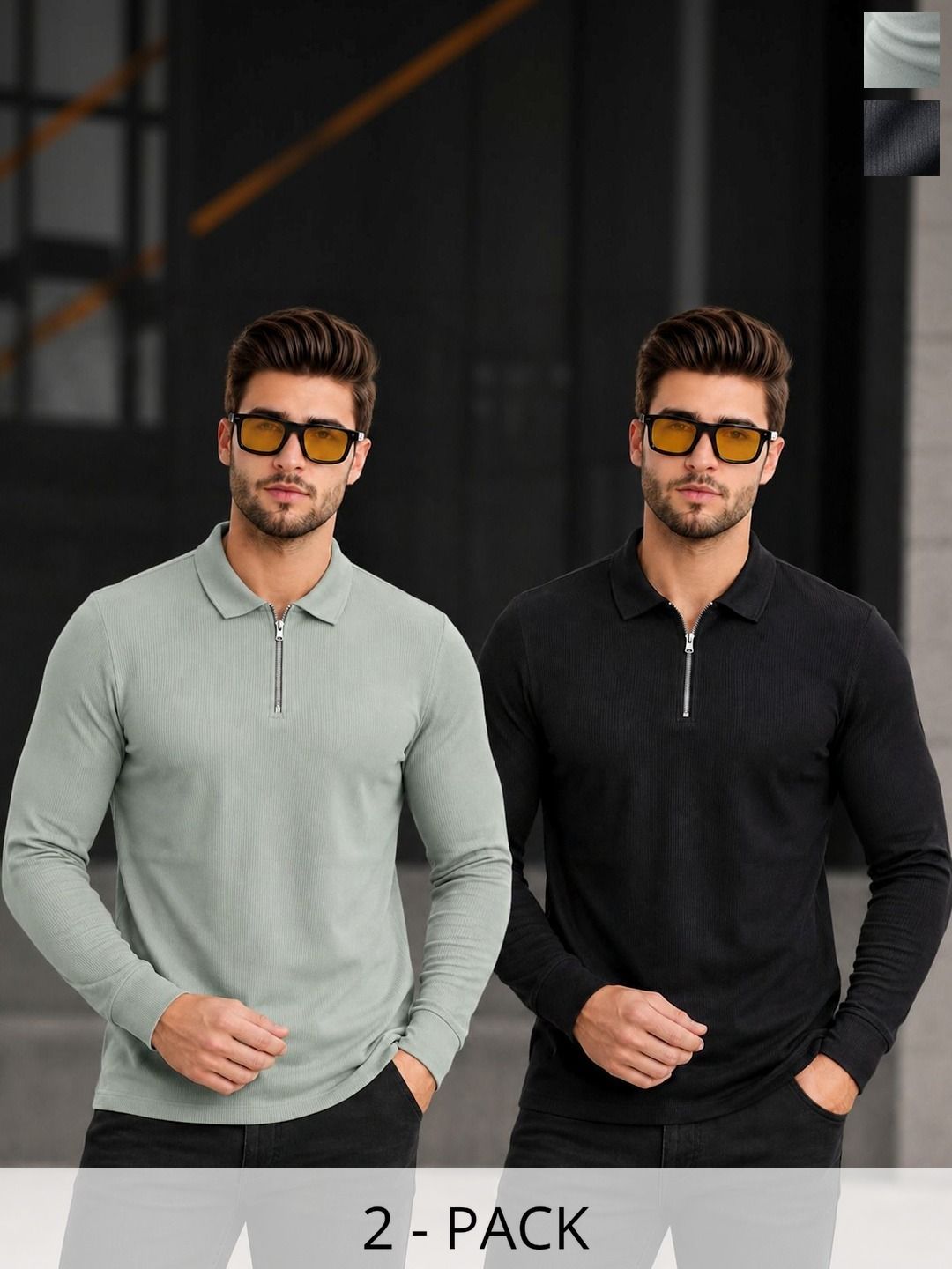 MACK JONNEY Men 2 Polo Collar T-shirt