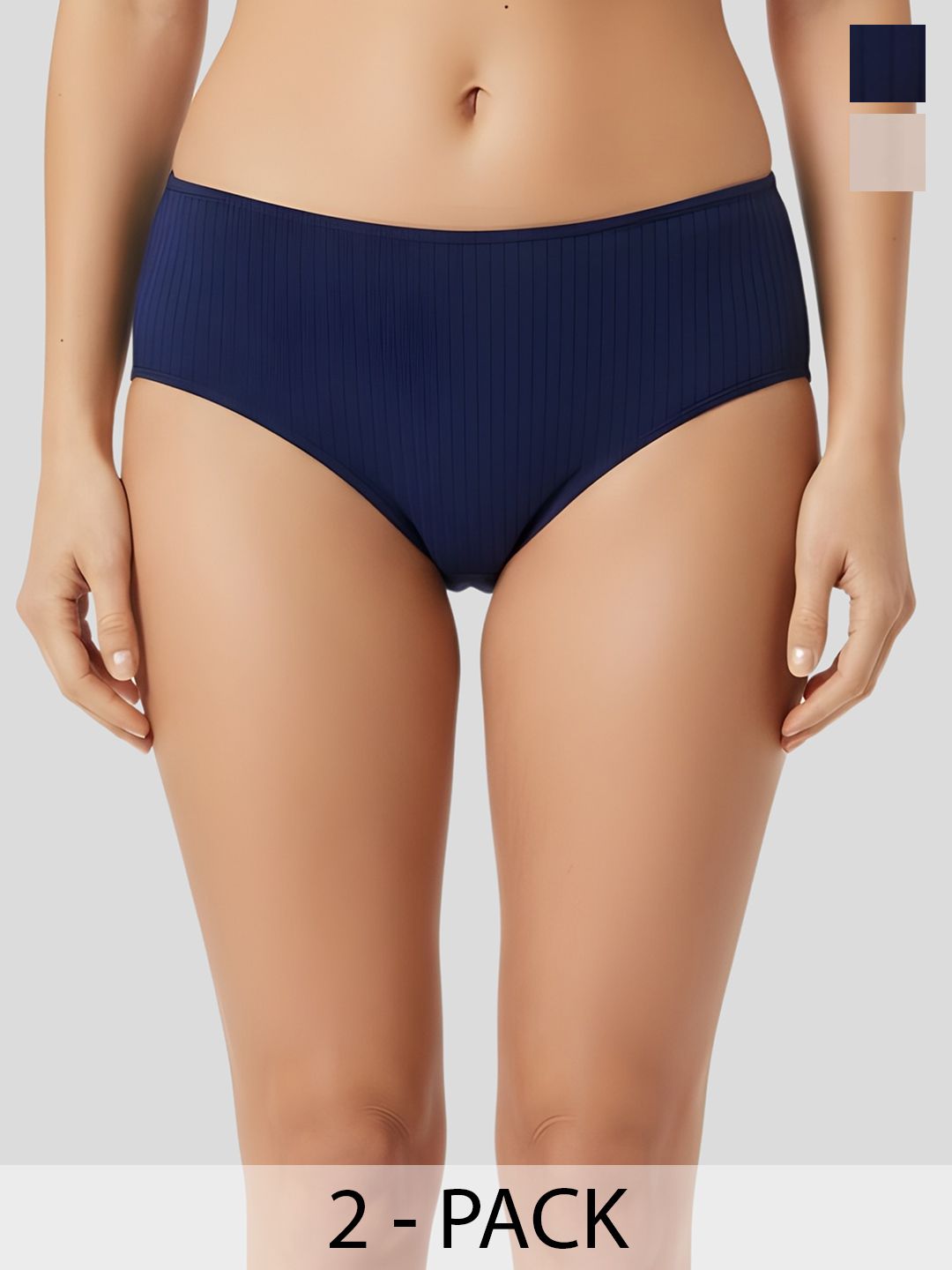 Liigne Women Pack of 2 Self Design Cotton Basic Briefs
