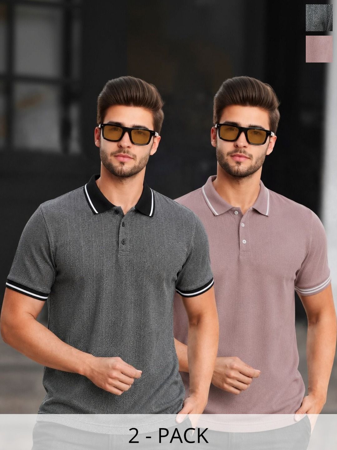 MACK JONNEY Men 2 Polo Collar T-shirt