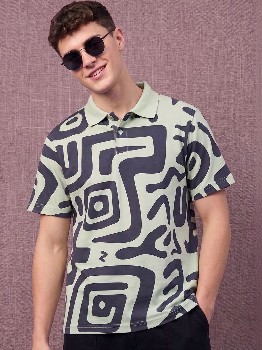 Moda Rapido Men Printed Polo Collar T-shirt
