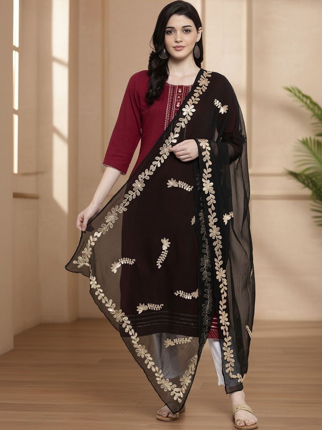 KALINI Women Chiffon Dupatta with Gotta Patti Work
