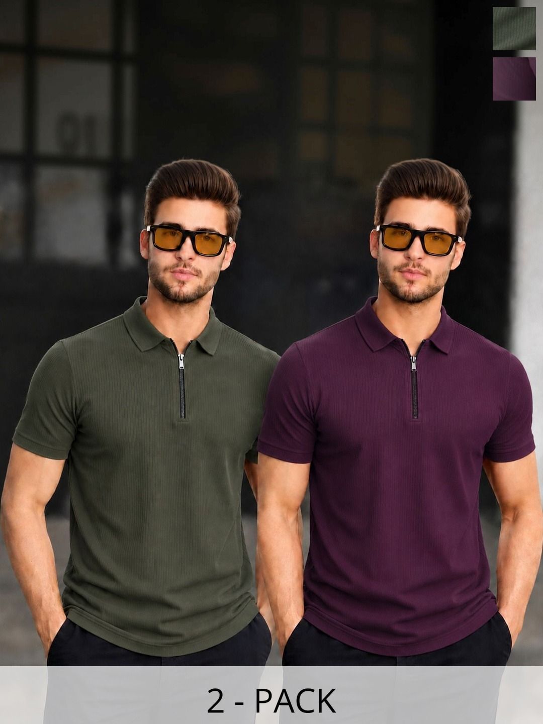 MACK JONNEY Men 2 Polo Collar T-shirt