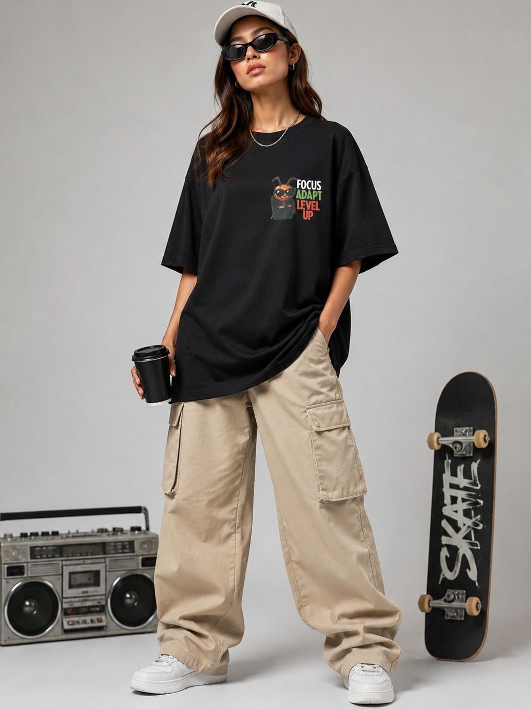 KASSUALLY Janata GenZ Oversized Graphic Cotton T-Shirt