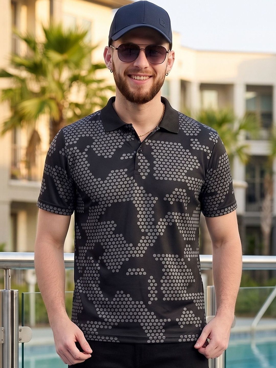 Mast & Harbour Men Printed Polo Collar T-shirt